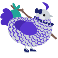 A mist and indigo chicken with a lace pattern