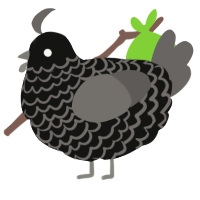 A black and grey chicken with a lace pattern