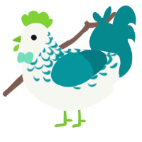 A white and teal chicken with a half-lace pattern