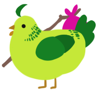 A lime and leaf chicken with a neck-band pattern