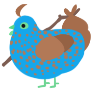 A sky and brown chicken with a speckle pattern
