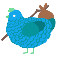 A sky and teal chicken with a lace pattern
