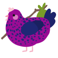 A plum and navy chicken with a speckle pattern