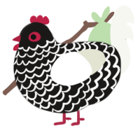 Incredibly Sus, a sable and white chicken with a lace pattern