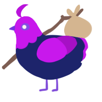 A navy and amethyst chicken with a head pattern