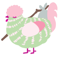 A gluppy and rose chicken with a bar pattern