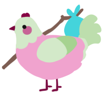 A pink and gluppy chicken with a head pattern