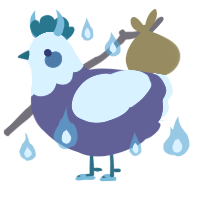 A overcast and white chicken with a head pattern