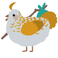 A mist and ochre chicken with a half-lace pattern