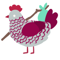 A silver and maroon chicken with a lace pattern