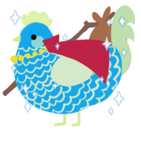 A sky and gluppy chicken with a lace pattern