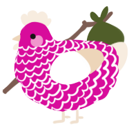 A fuchsia and cream chicken with a lace pattern