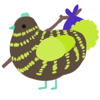A bark and lime chicken with a bar pattern