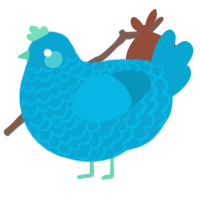 A cerulean chicken with a lace pattern