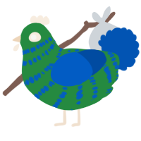 A viridian and ultramarine chicken with a bar pattern