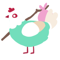 A mint and cream chicken with a head pattern