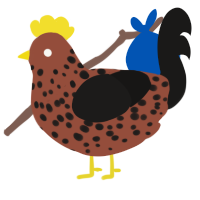 A russet and sable chicken with a speckle pattern