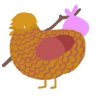 GetInto Hypnosis Mic, a ochre and red chicken with a lace pattern