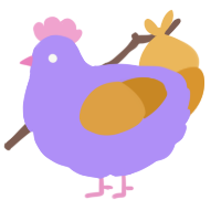 A lilac and orange chicken