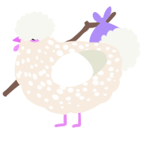 A cream and white chicken with a speckle pattern