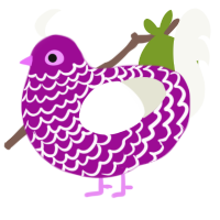 A plum and white chicken with a lace pattern