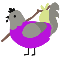 A amethyst and ash chicken with a head pattern