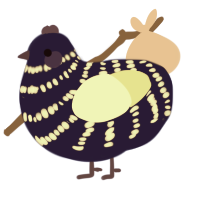 Flickering Light, a navy and lemon chicken with a bar pattern