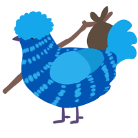 A ultramarine and sky chicken with a bar pattern