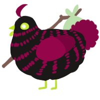 A sable and maroon chicken with a bar pattern