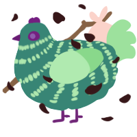A teal and spring chicken with a bar pattern