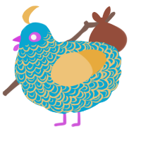 A cerulean and honey chicken with a double-lace pattern