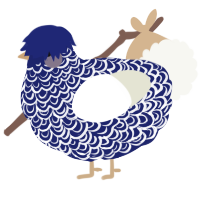 A navy and white chicken with a double-lace pattern