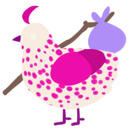 lychee, a cream and fuchsia chicken with a speckle pattern