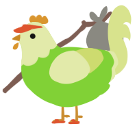 A grass and lemon chicken with a head pattern