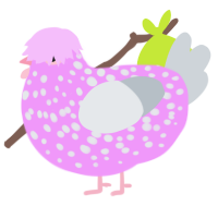A lavender and mist chicken with a speckle pattern