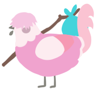 A pink and rose chicken with a head pattern