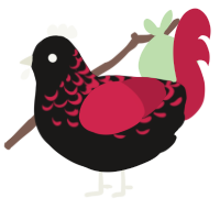 A sable and crimson chicken with a half-lace pattern