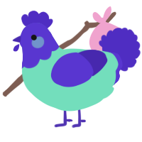A mint and indigo chicken with a head pattern