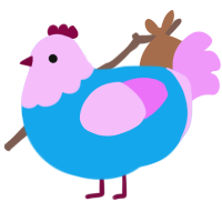 A sky and lavender chicken with a head pattern