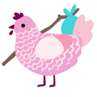 A pink and rose chicken with a lace pattern