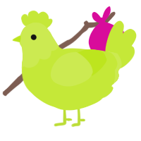 A lime chicken with a head pattern