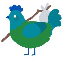 A viridian and sea chicken with a head pattern