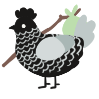 A sable and silver chicken with a lace pattern
