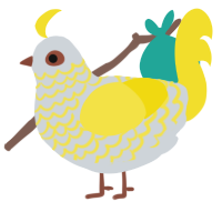 A mist and yellow chicken with a lace pattern