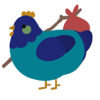 A sea and navy chicken with a head pattern