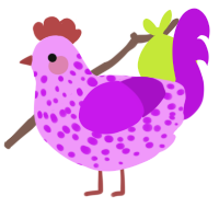 A lavender and amethyst chicken with a speckle pattern