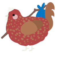 A red and brown chicken with a speckle pattern