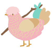 Parmi Les Choux, a pink and beige chicken with a lace pattern