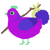 A amethyst and indigo chicken with a neck-band pattern