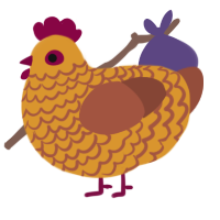 A orange and russet chicken with a lace pattern